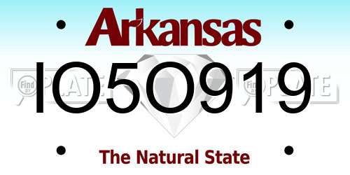 IO5O919 Arkansas License Plate