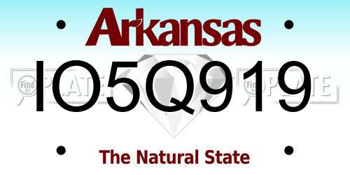 IO5Q919 Arkansas License Plate