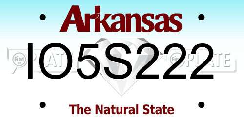 IO5S222 Arkansas License Plate