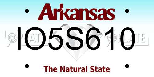 IO5S610 Arkansas License Plate