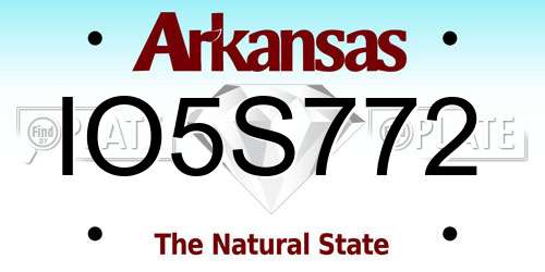 IO5S772 Arkansas License Plate
