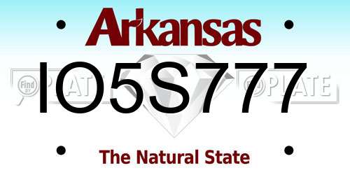 IO5S777 Arkansas License Plate