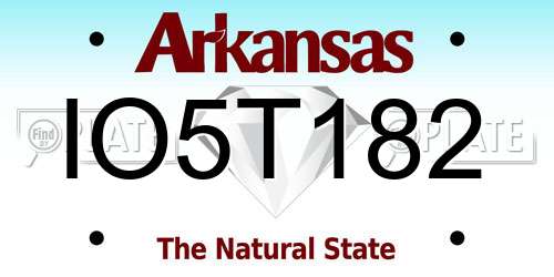 IO5T182 Arkansas License Plate