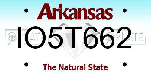 IO5T662 Arkansas License Plate