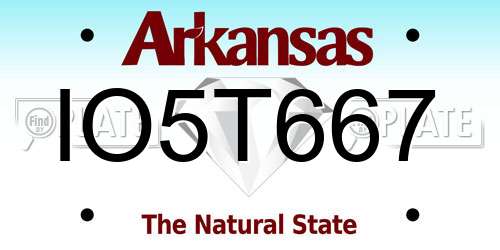 IO5T667 Arkansas License Plate
