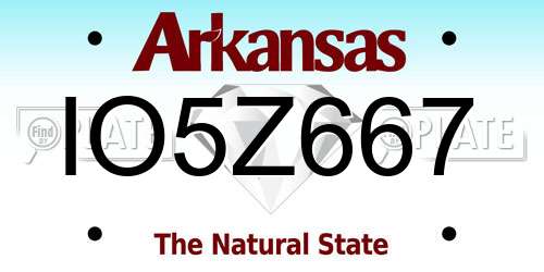 IO5Z667 Arkansas License Plate