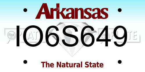 IO6S649 Arkansas License Plate