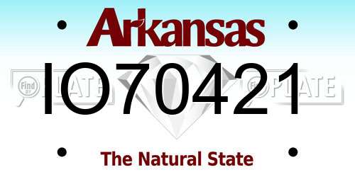 IO70421 Arkansas License Plate