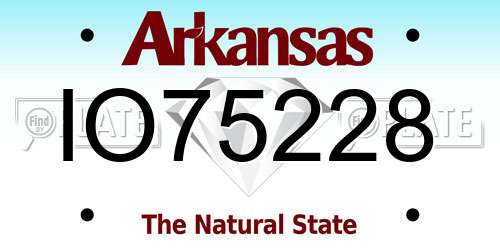 IO75228 Arkansas License Plate