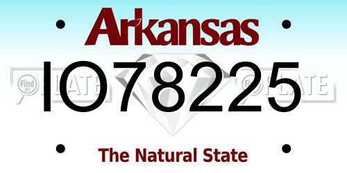 IO78225 Arkansas License Plate