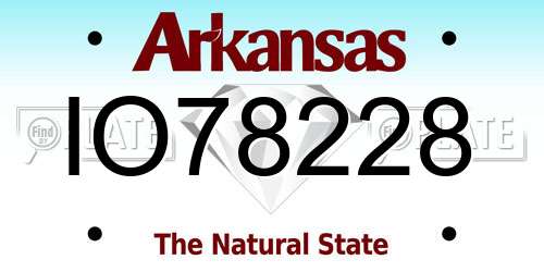IO78228 Arkansas License Plate