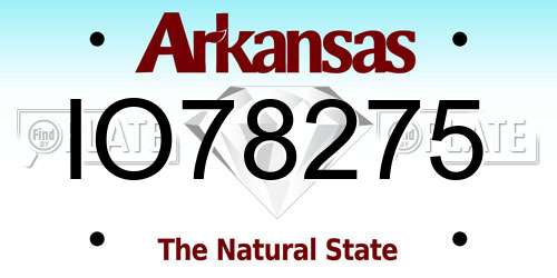 IO78275 Arkansas License Plate