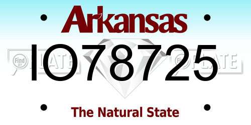 IO78725 Arkansas License Plate