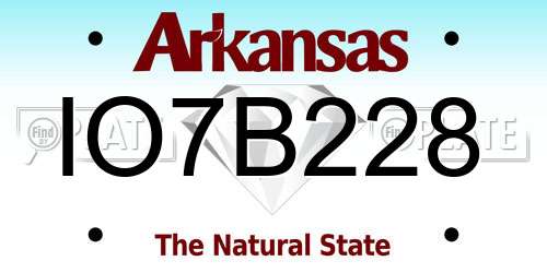IO7B228 Arkansas License Plate