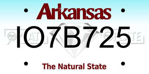 IO7B725 Arkansas License Plate