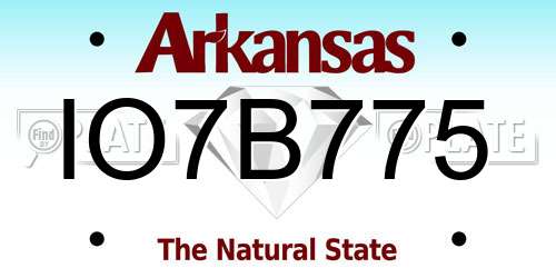 IO7B775 Arkansas License Plate
