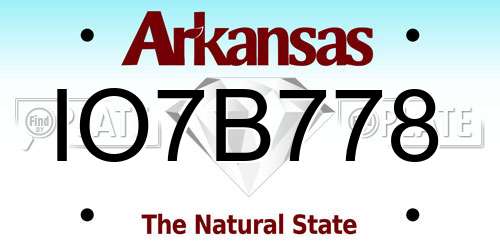 IO7B778 Arkansas License Plate