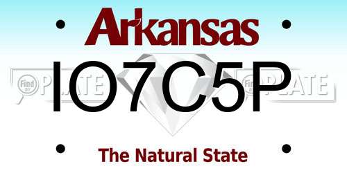 IO7C5P Arkansas License Plate