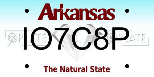 IO7C8P Arkansas License Plate