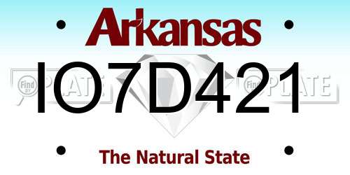 IO7D421 Arkansas License Plate