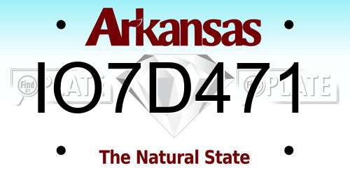 IO7D471 Arkansas License Plate
