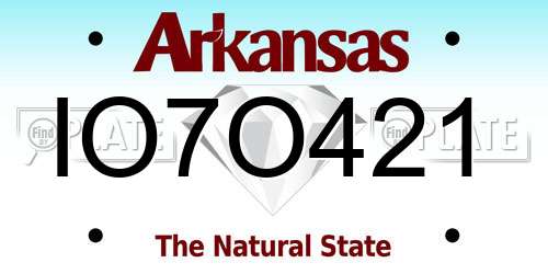IO7O421 Arkansas License Plate