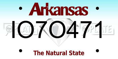 IO7O471 Arkansas License Plate