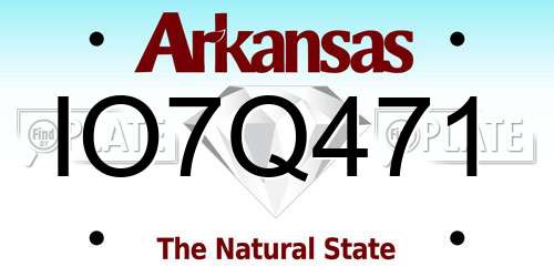 IO7Q471 Arkansas License Plate