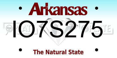 IO7S275 Arkansas License Plate