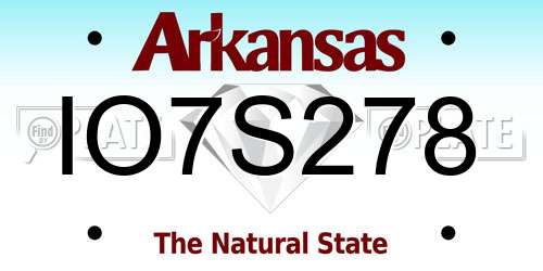 IO7S278 Arkansas License Plate