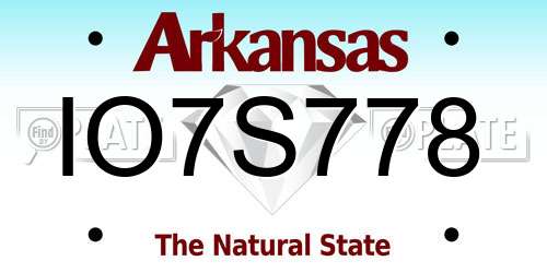 IO7S778 Arkansas License Plate