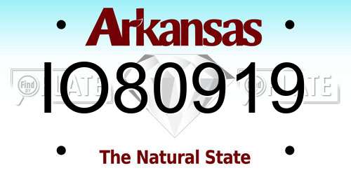 IO80919 Arkansas License Plate