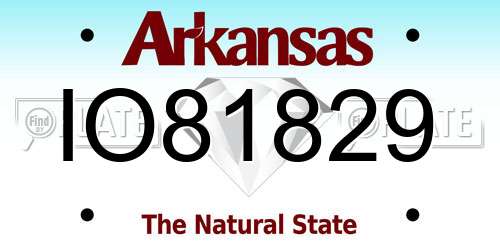 IO81829 Arkansas License Plate