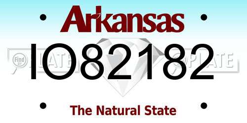 IO82182 Arkansas License Plate