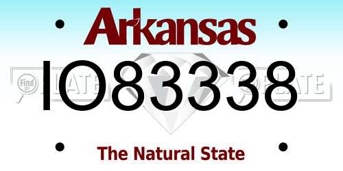 IO83338 Arkansas License Plate