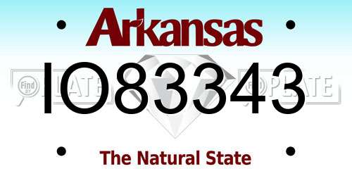 IO83343 Arkansas License Plate