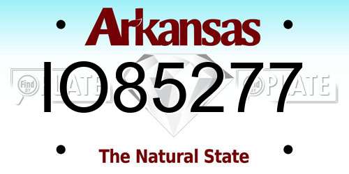 IO85277 Arkansas License Plate