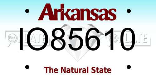IO85610 Arkansas License Plate