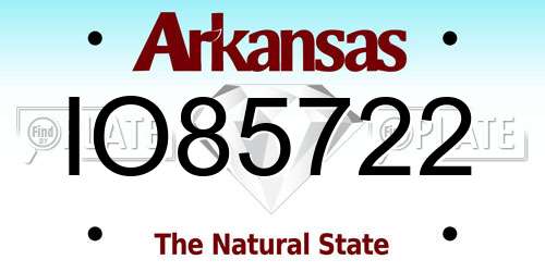 IO85722 Arkansas License Plate