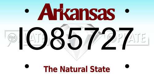 IO85727 Arkansas License Plate