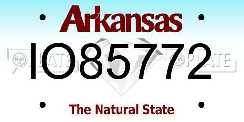 IO85772 Arkansas License Plate
