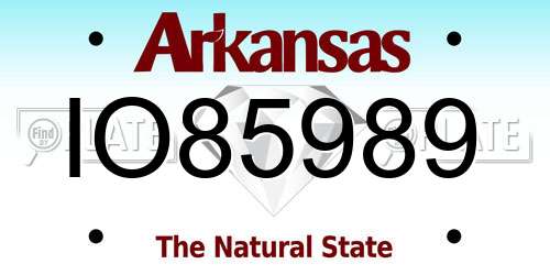 IO85989 Arkansas License Plate
