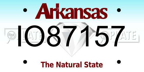 IO87157 Arkansas License Plate