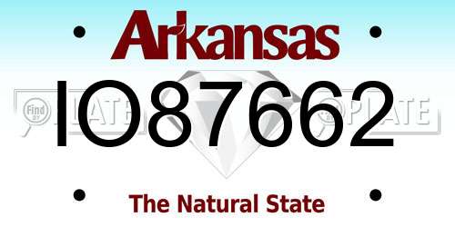 IO87662 Arkansas License Plate