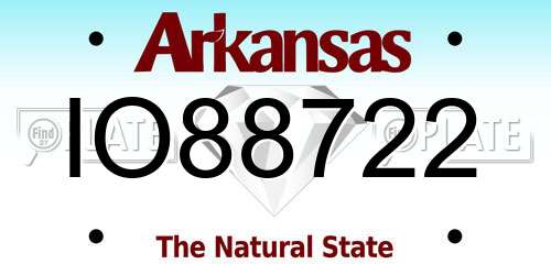 IO88722 Arkansas License Plate