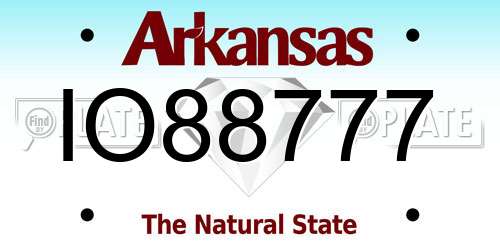 IO88777 Arkansas License Plate