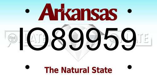 IO89959 Arkansas License Plate