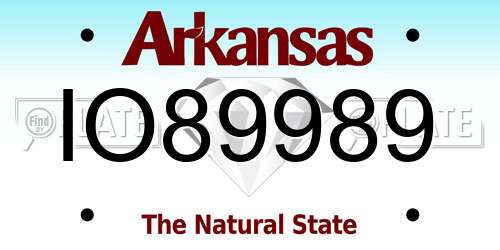 IO89989 Arkansas License Plate