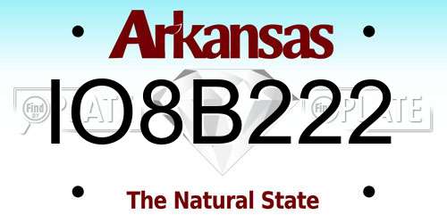 IO8B222 Arkansas License Plate