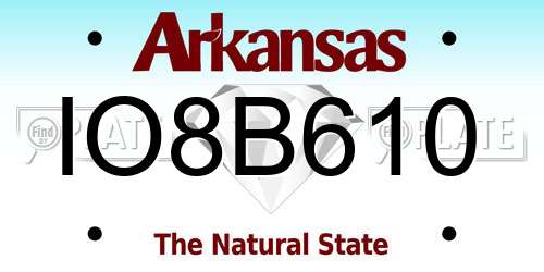 IO8B610 Arkansas License Plate